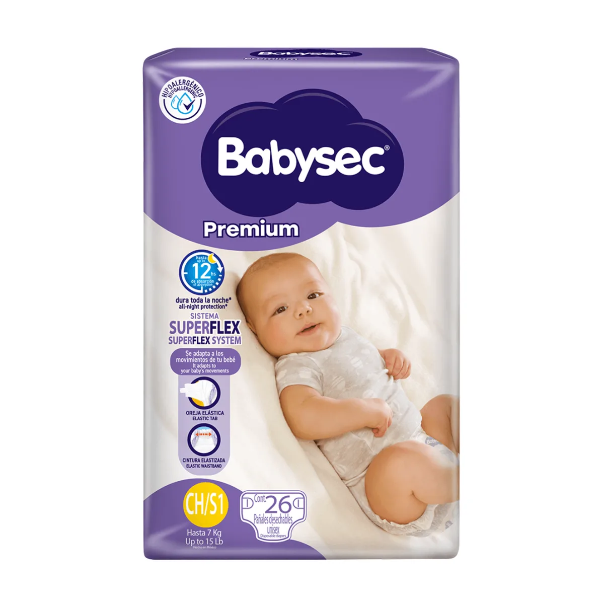 Pañal Babysec Premium S 26 Un