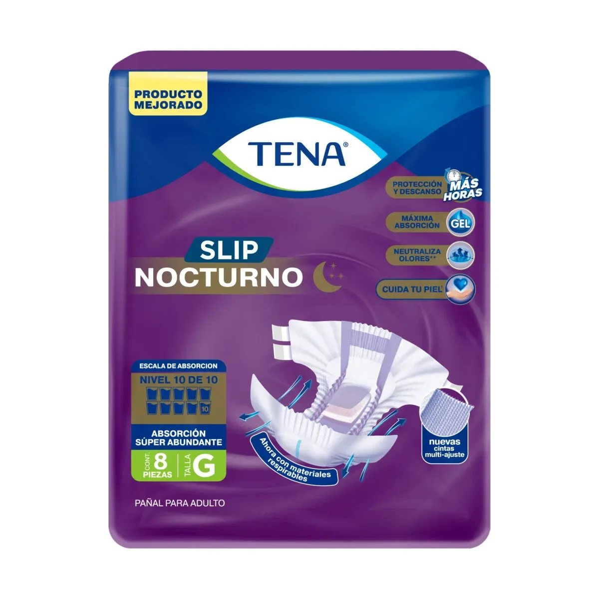 Pañal adulto Tena Slip Nocturno talla G 8 unidades