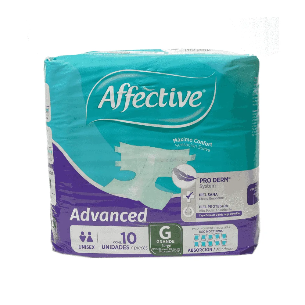 Pañal adulto Advanced Unisex Affective 10 und grande súper absorción